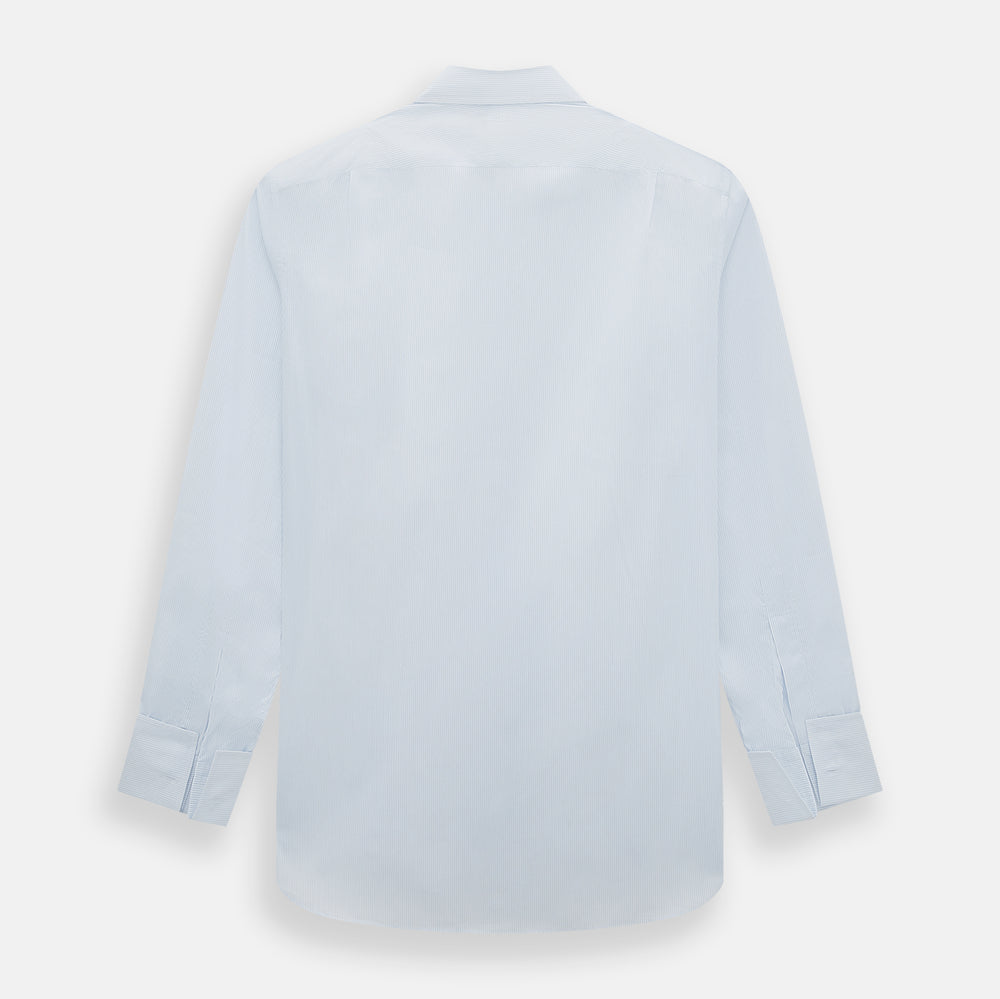 Blue and White Thin Stripe Shirt with T&A Collar and Double Cuffs