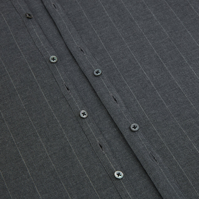 Charcoal Melange Wide Stripe Westminster Shirt Image 6