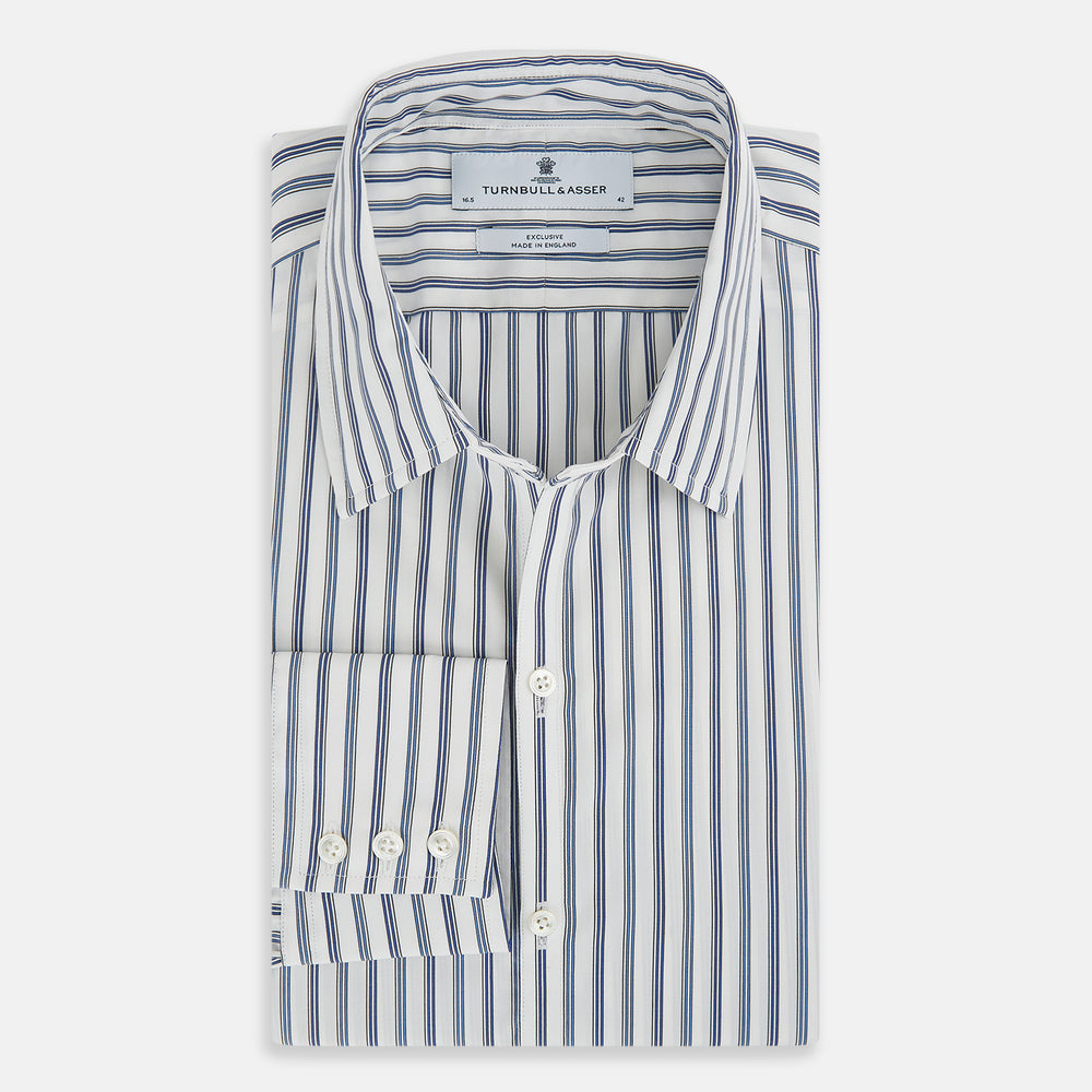 SAPPHIRE BLUE MULTI TRACK STRIPE WINDSOR SHIRT