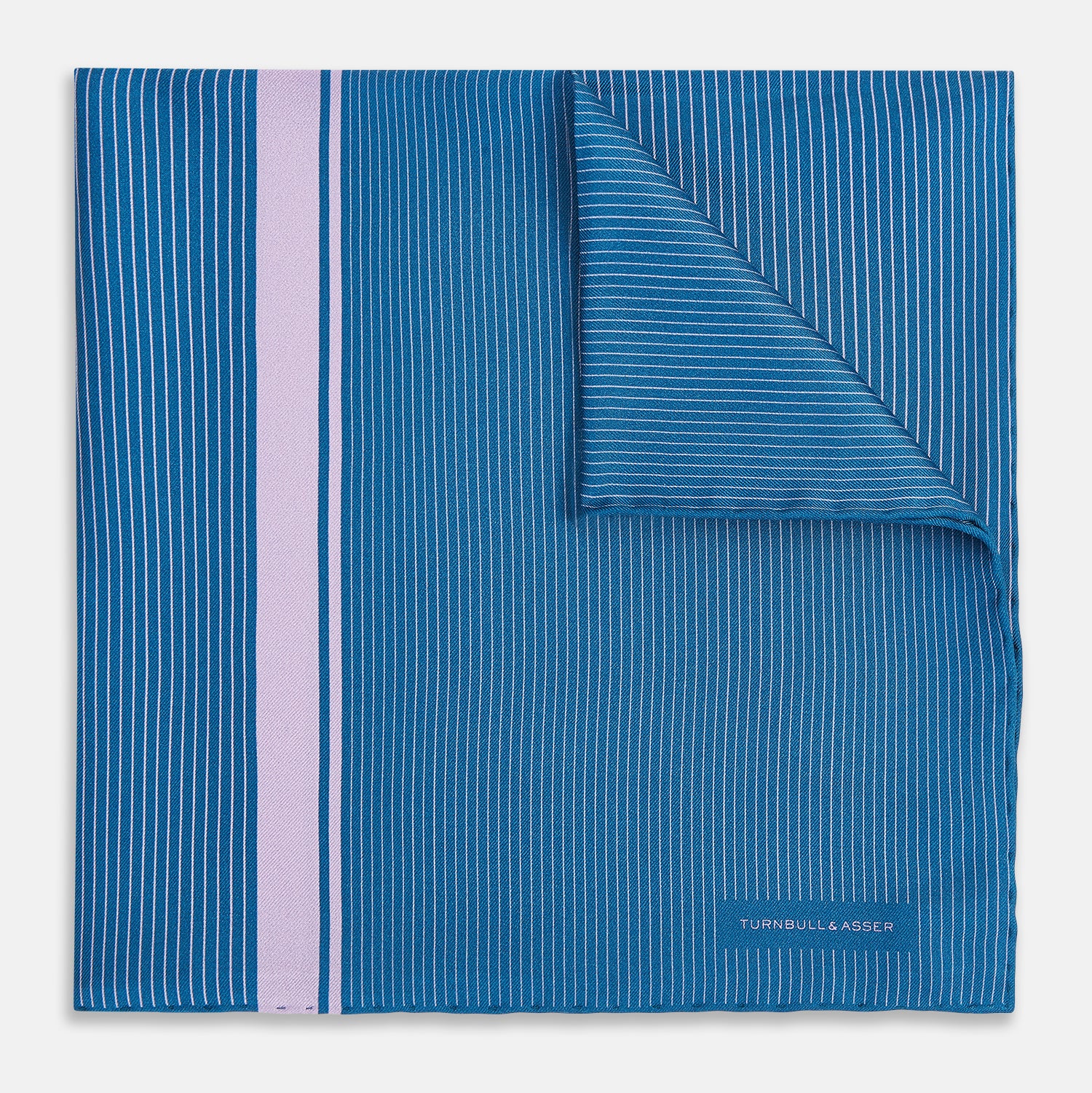 View 1 of product Blue and Lilac Stripe Silk Pocket Square
