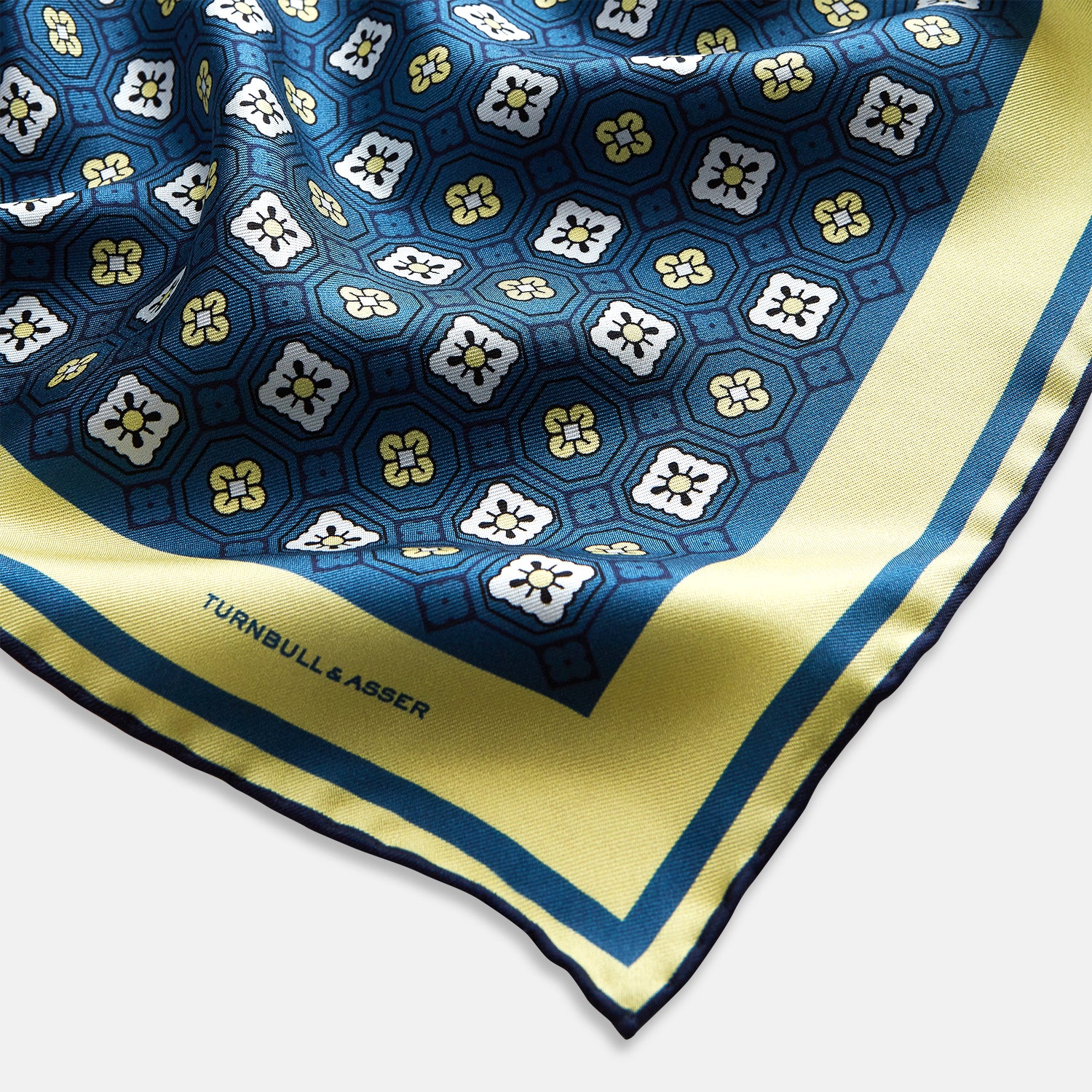 Image 2 of product Azzurro Floral Tile Silk Pocket Square