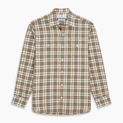 Green and Oatmeal Cotton Weekend Fit Langston Shirt Image 5