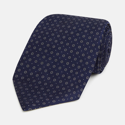 Navy and Grey Circle Silk Tie