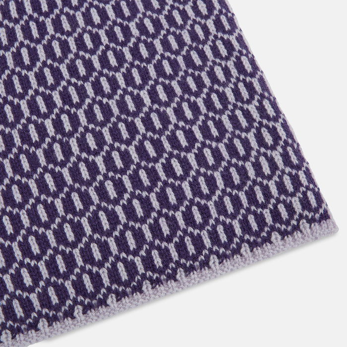Purple and Lilac Hexagon Cashmere Knitted Scarf Image 1