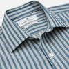 View 2 of product Pale Blue Multi Stripe Weekend Fit Wool Shirt with Derby Collar and 1 Button Cuffs