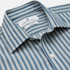 Pale Blue Multi Stripe Weekend Fit Wool Shirt with Derby Collar and 1 Button Cuffs