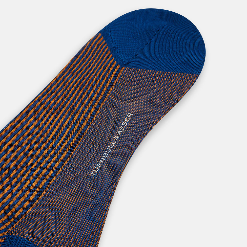 Royal Blue/Orange Thin Striped Long Socks