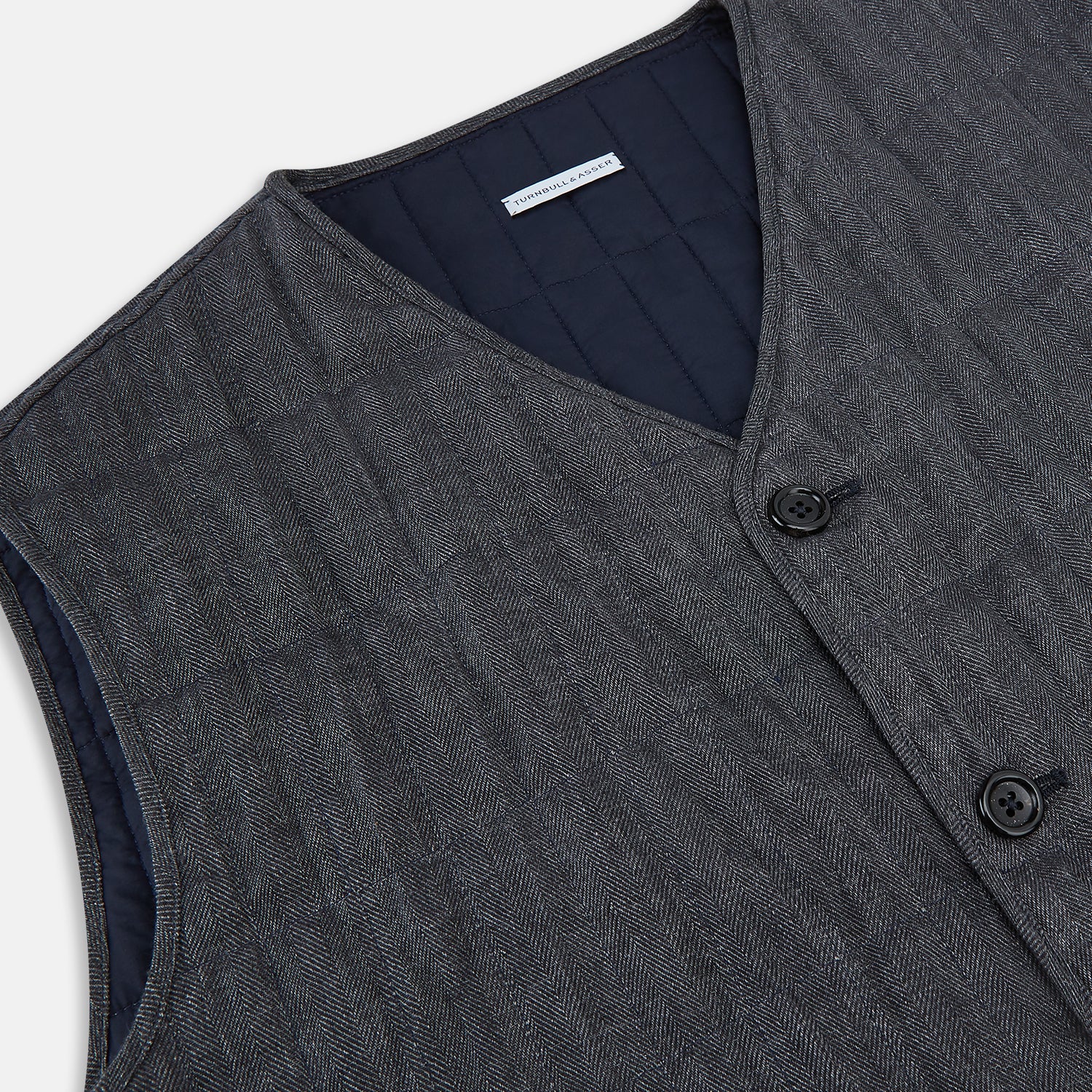 View 2 of product Ash Quilted Linen Herringbone Waistcoat