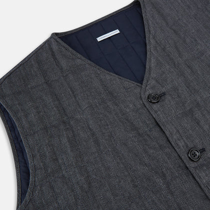 Ash Quilted Linen Herringbone Waistcoat