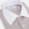 View 2 of product Burgundy Hairline Stripe Shirt with Contrast Collar and Double Cuffs