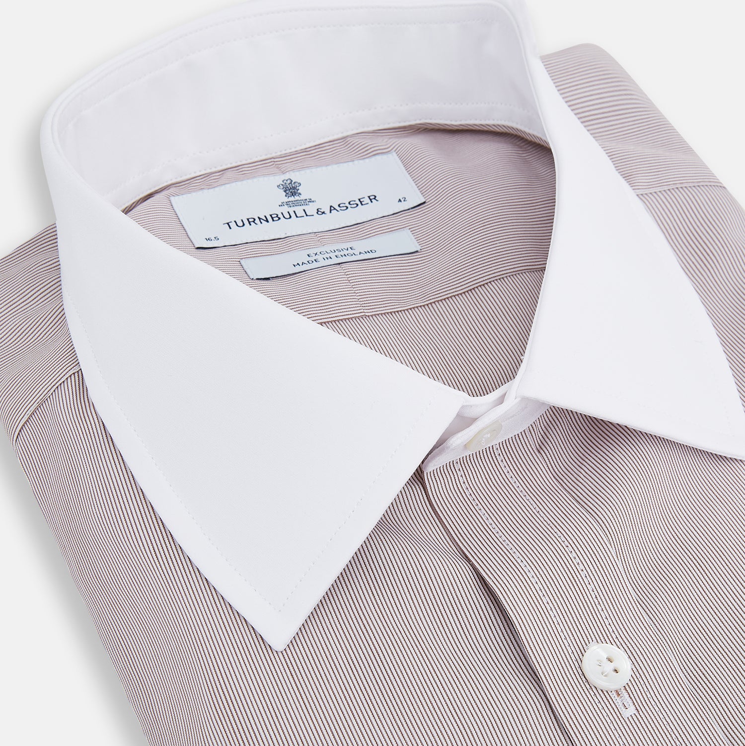 View 2 of product Burgundy Hairline Stripe Shirt with Contrast Collar and Double Cuffs