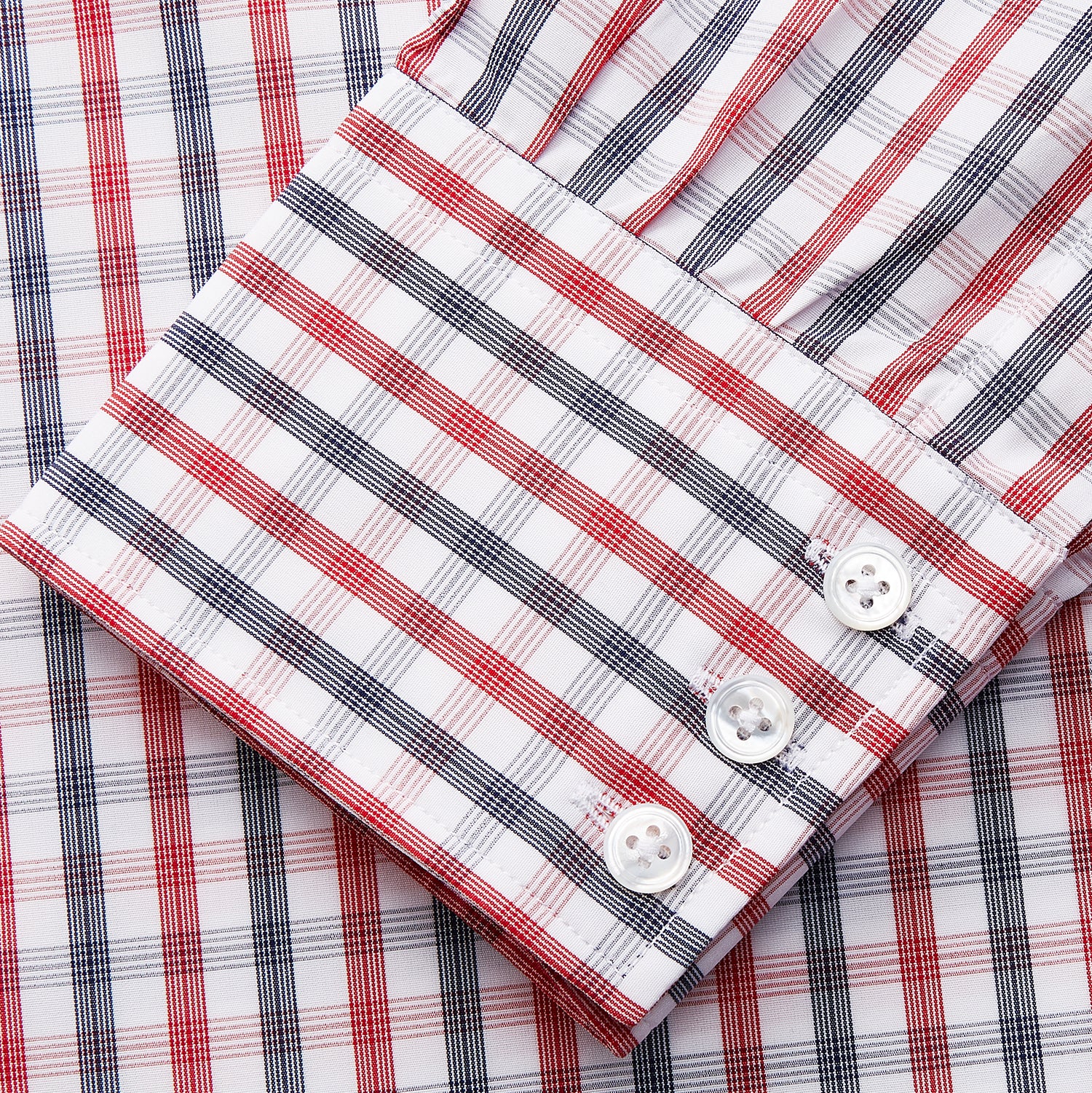 View 2 of product Navy and Red Check Cotton Regular Fit Mayfair Shirt