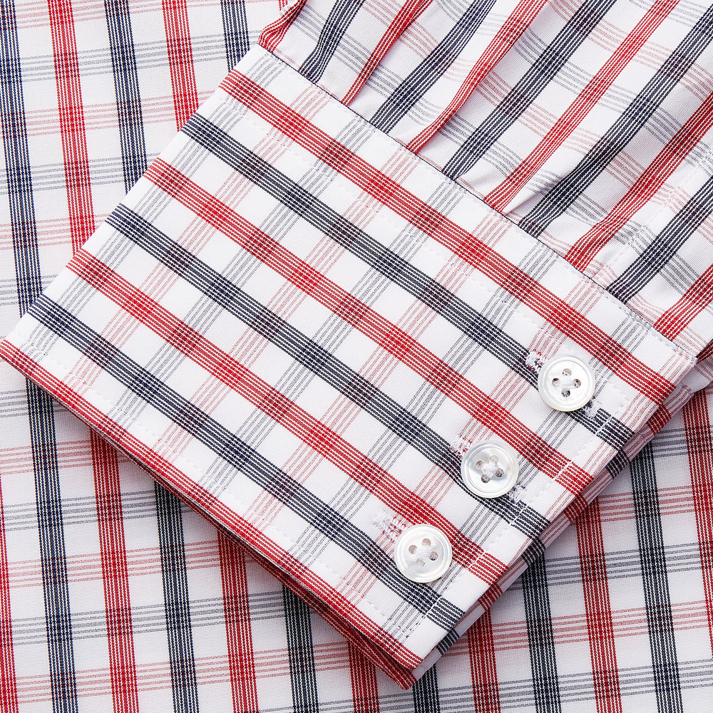 Navy and Red Check Cotton Regular Fit Mayfair Shirt