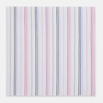 Hand Rolled Pink and Blue Multi Stripe Handkerchief Image 7
