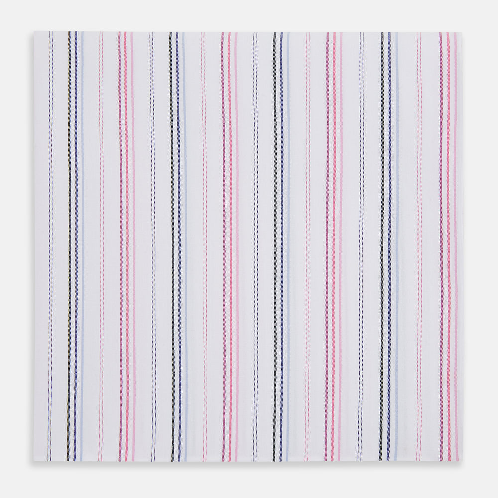 Hand Rolled Pink and Blue Multi Stripe Handkerchief