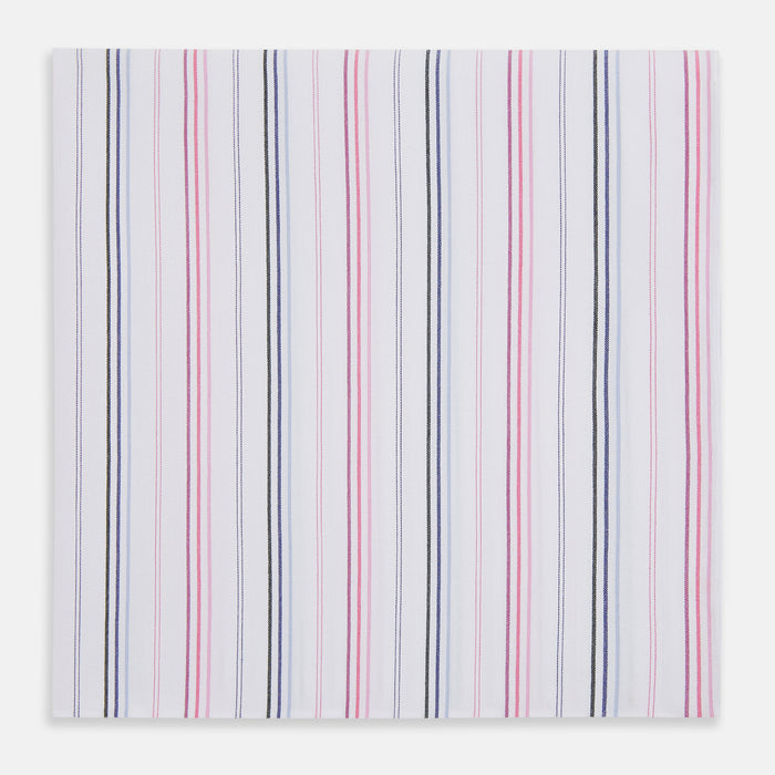 Hand Rolled Pink and Blue Multi Stripe Handkerchief