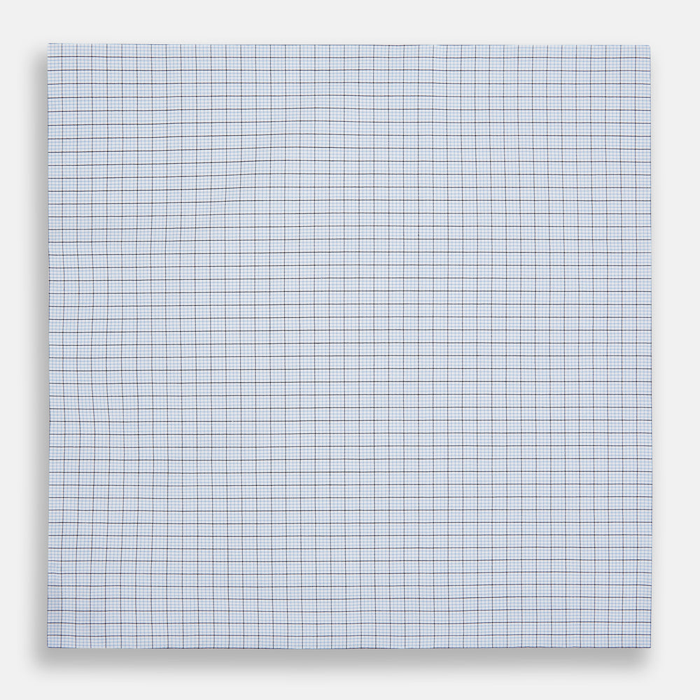 Hand Rolled Blue Multi Graph Check Handkerchief