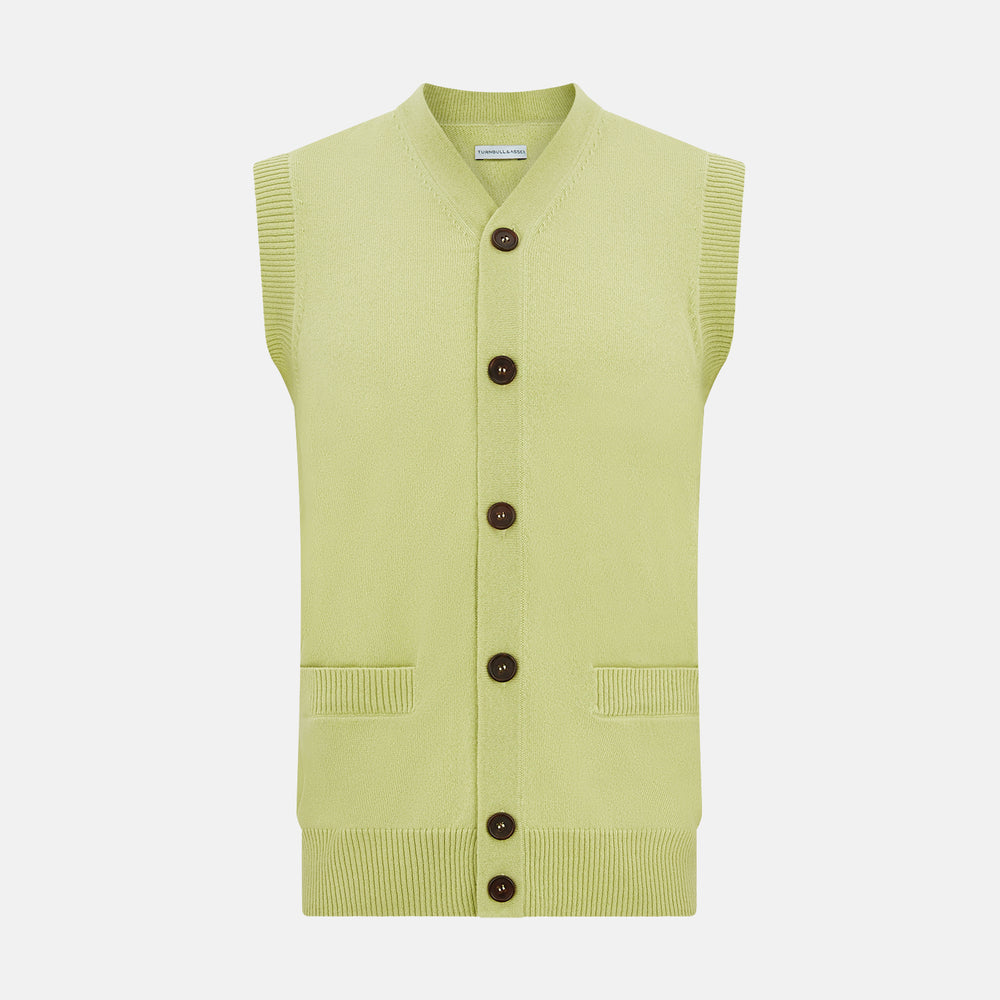 Melon Green Sleeveless Cardigan