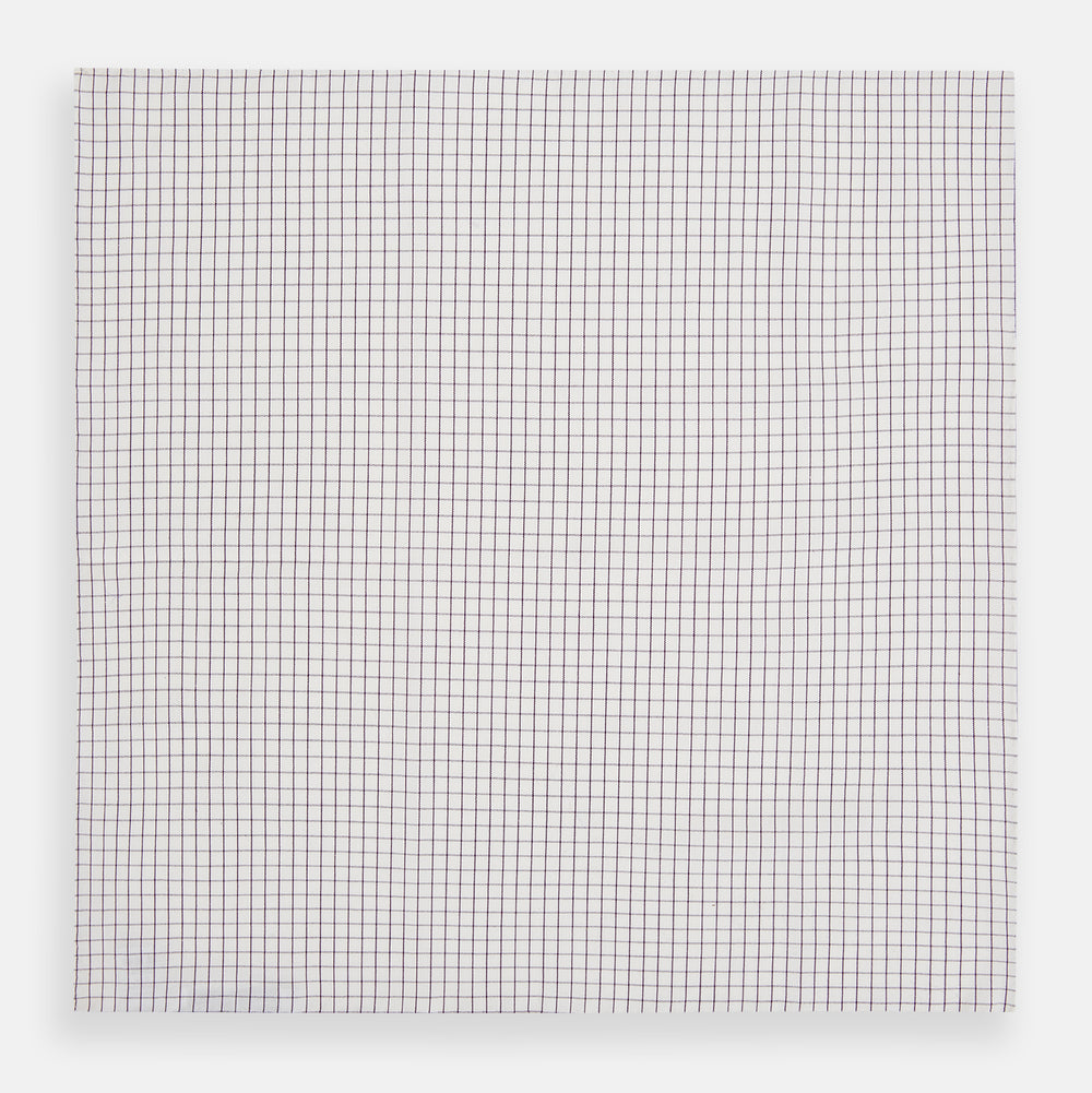 Hand Rolled Purple Graph Check Handkerchief