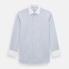 View 1 of product Navy and Blue Ticking Stripe Shirt with Contrast Collar and Double Cuffs
