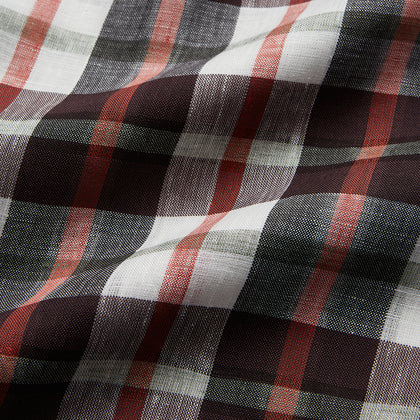 Black Multi-check Linen Blend Regular Fit Mayfair Shirt Image 3