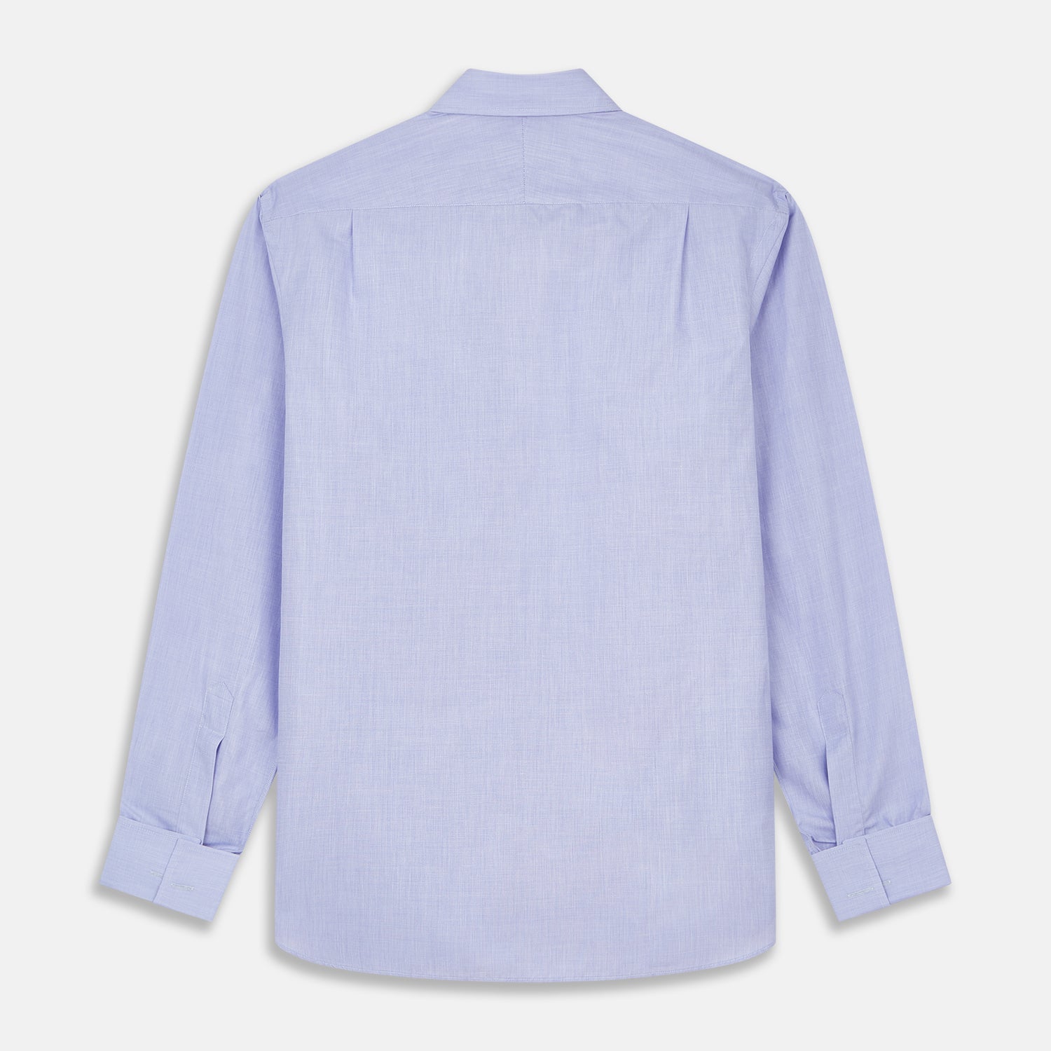 View 3 of product Tailored Fit Blue End-on-End Cotton Shirt with Kent Collar and Double Cuffs