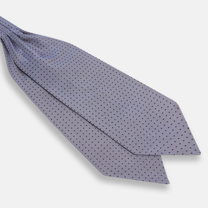 Navy and Light Blue Micro Dot Silk Cravat Image 2
