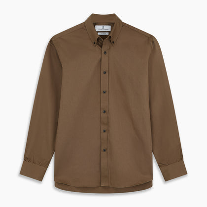 Khaki Weekend Fit Hayne Shirt With Dorset Collar And 1-Button Cuffs Image 6