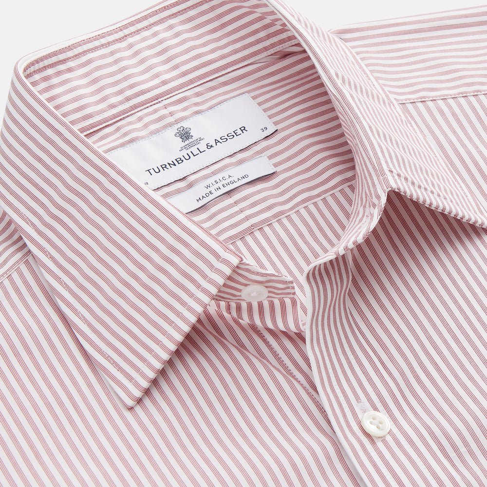 Burgundy Stripe West Indian Sea Island Cotton Regular Fit Mayfair Shirt