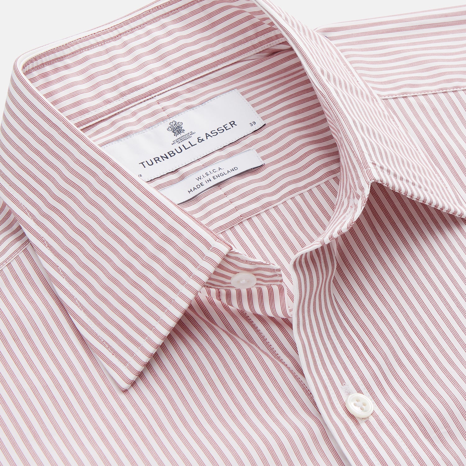 View 3 of product Burgundy Stripe West Indian Sea Island Cotton Regular Fit Mayfair Shirt