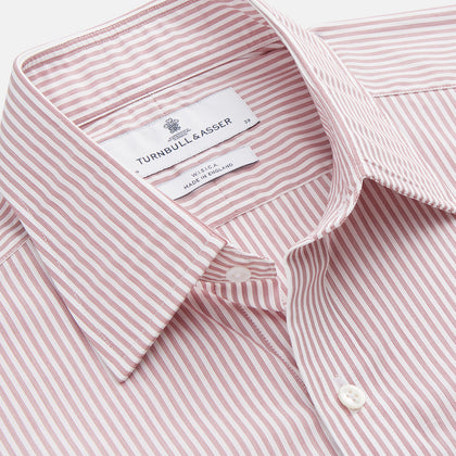 Burgundy Stripe West Indian Sea Island Cotton Regular Fit Mayfair Shirt Image 2