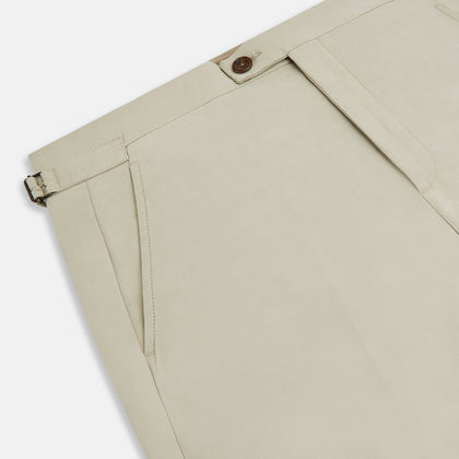 Taupe Cotton Blend Henry Trousers Image 9