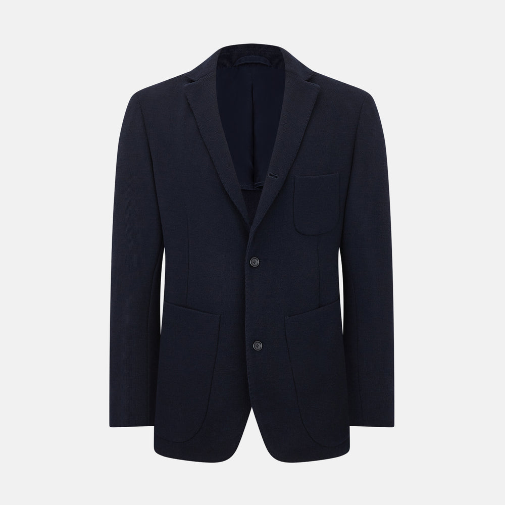 Navy Knitted Oxford Blazer