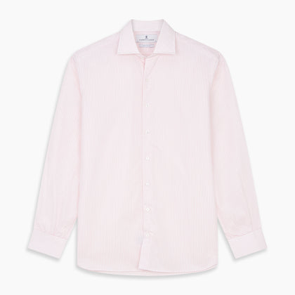 White and Pink Wide Stripe Shirt with Double Cuffs Image 5