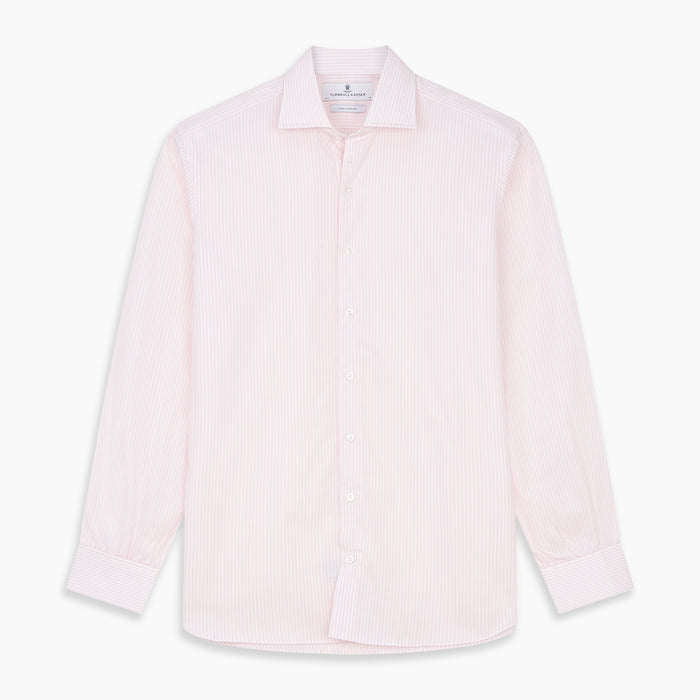 White and Pink Wide Stripe Shirt with Double Cuffs Image 5