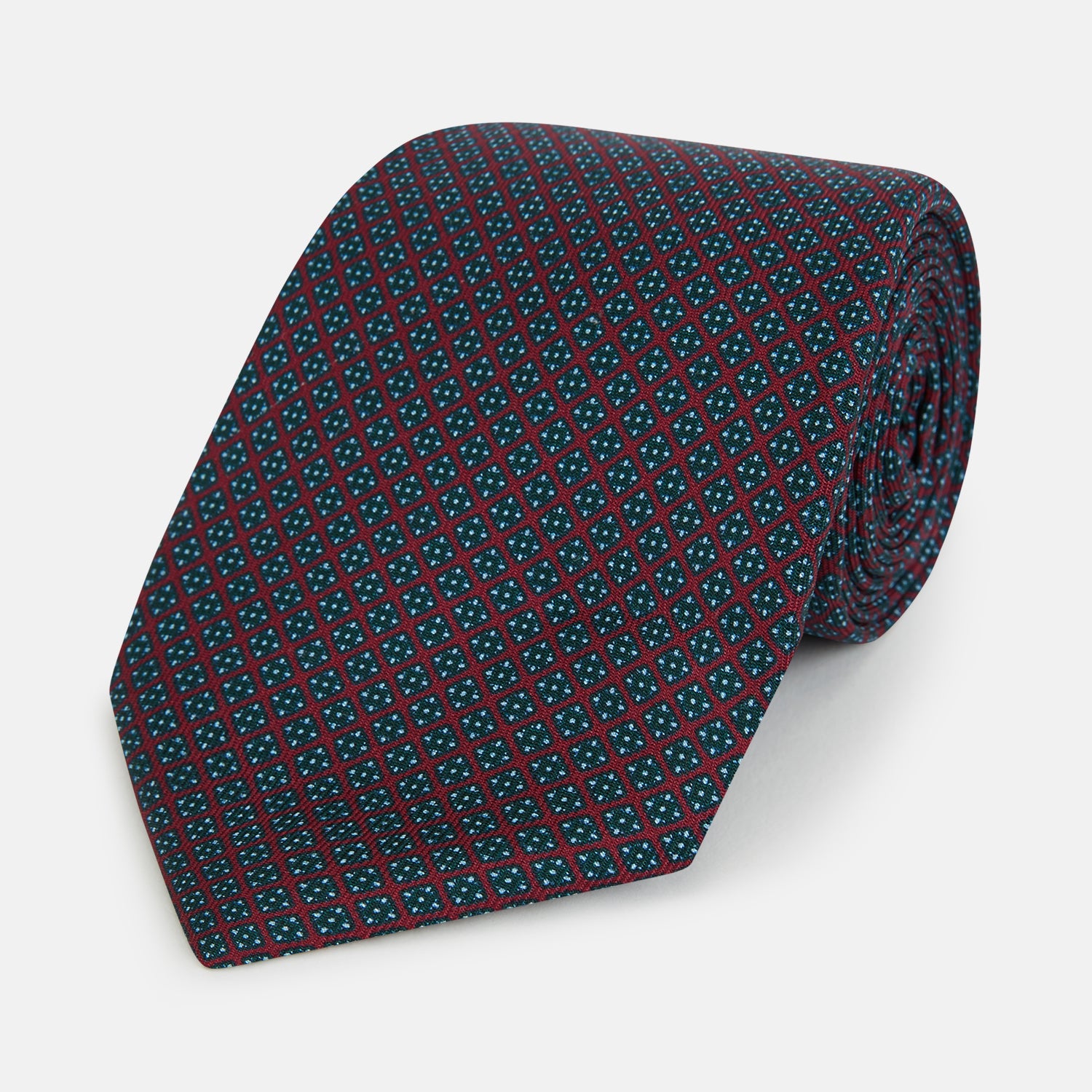 View 1 of product Magenta and Navy Square-Patterned Silk Tie