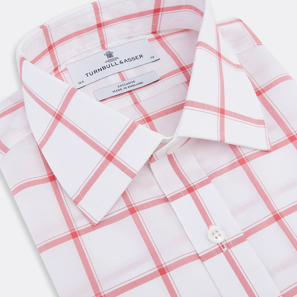 Coral Grid Check Mayfair Shirt
