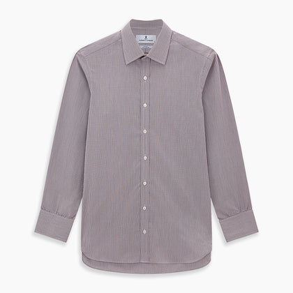 Burgundy Micro Shadow Check Mayfair Shirt Image 6