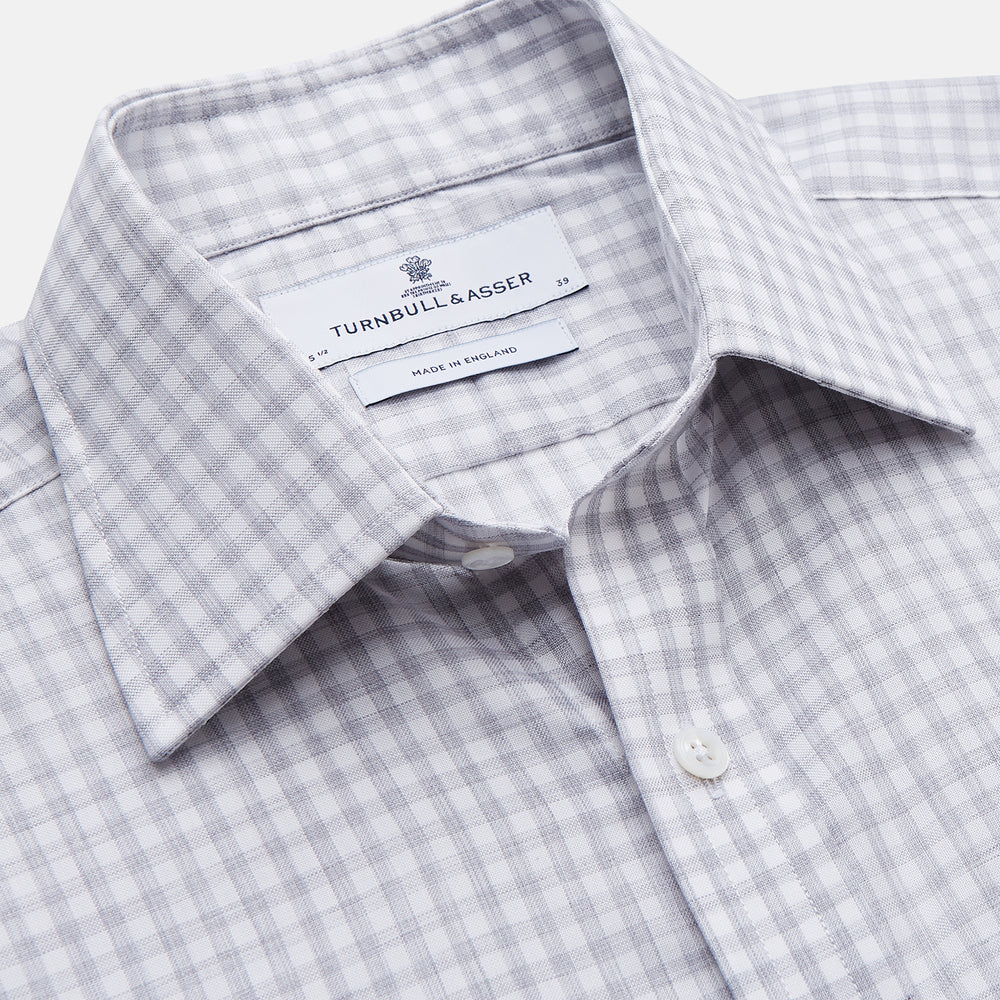 Grey Check Cotton Melange Regular Fit Mayfair Shirt