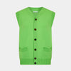 View 1 of product Lime Green Fine Merino V-Neck Sleeveless Cardigan