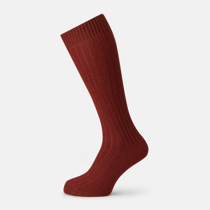 CASHMERE/COTTON BLEND  RUST 3/4 SOCKS