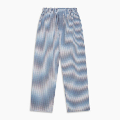 Blue and White Check Cotton Hastings Pyjama Trousers Image 2