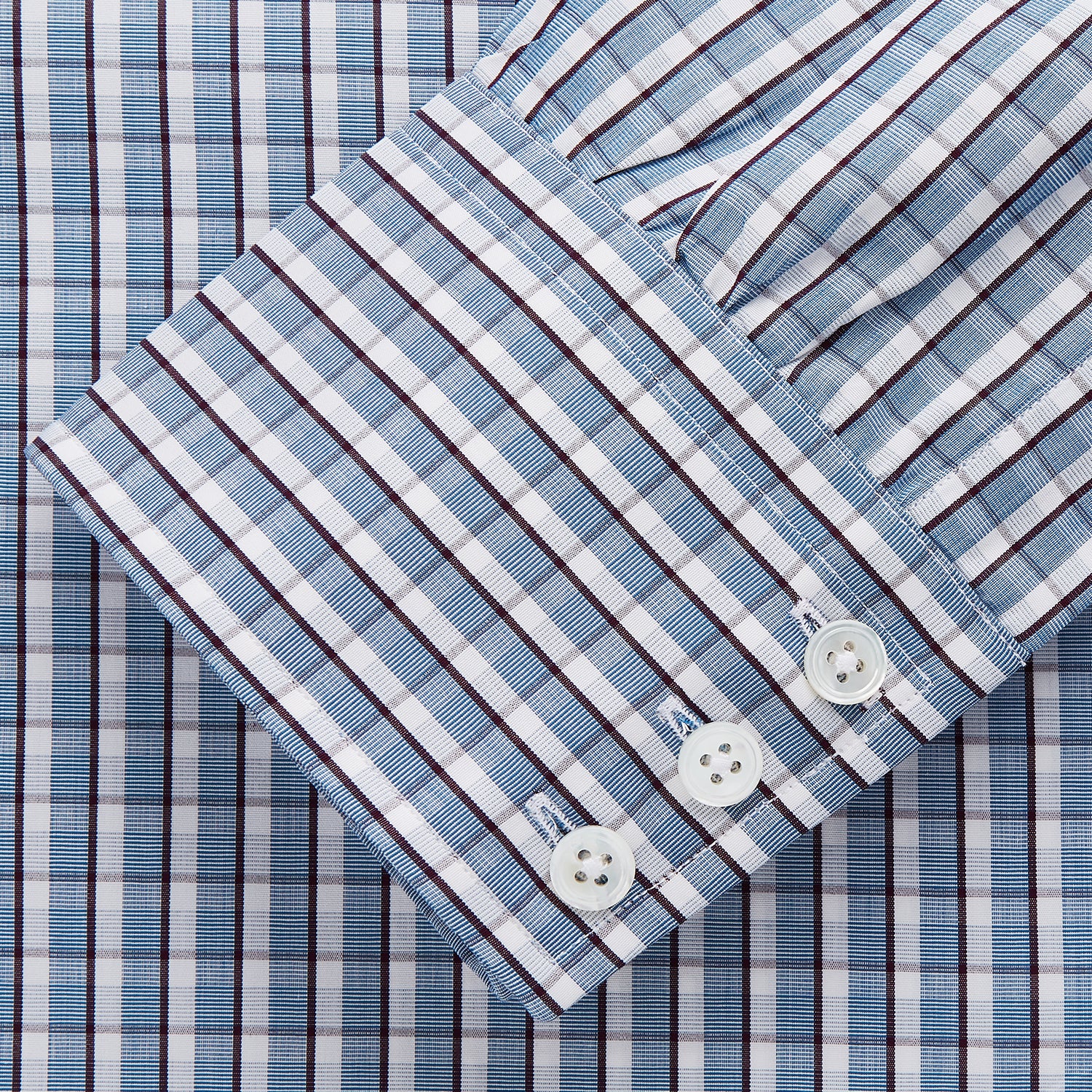 View 2 of product Blue and White Check Cotton Regular Fit Mayfair Shirt