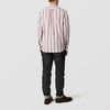 View 3 of product Red, Blue & White Stripe Weekend Fit Shirt with Derby Collar & 1-Button Cuffs