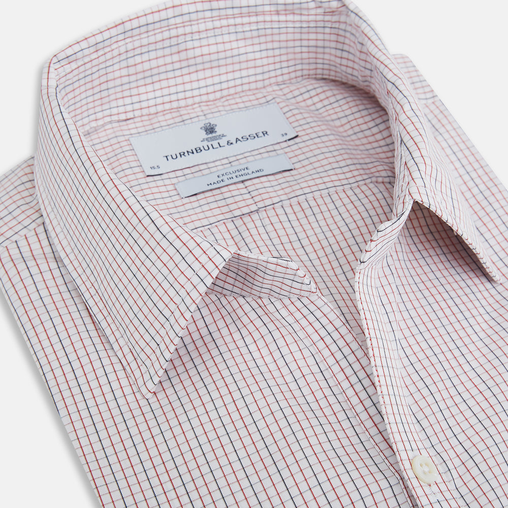 Red and navy Check Windsor Shirt