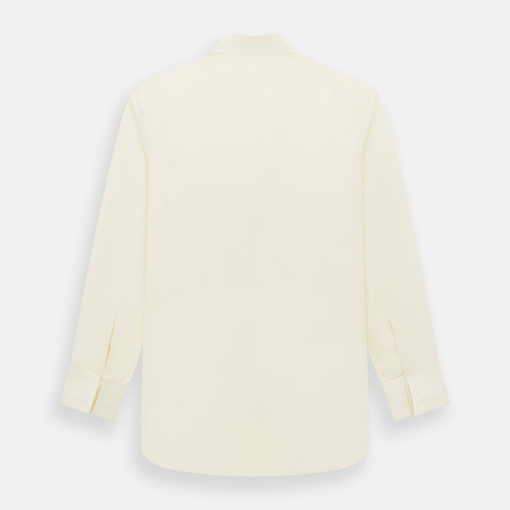 Cream Cotton Shirt with T&A Collar and Double Cuffs