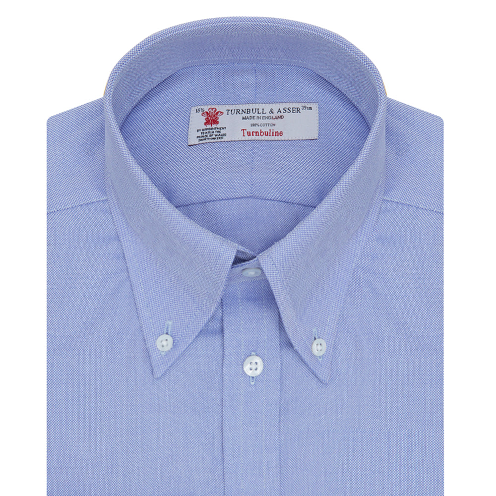 Blue Royal Oxford Cotton Shirt with Button-Down Collar and 3-Button Cuffs