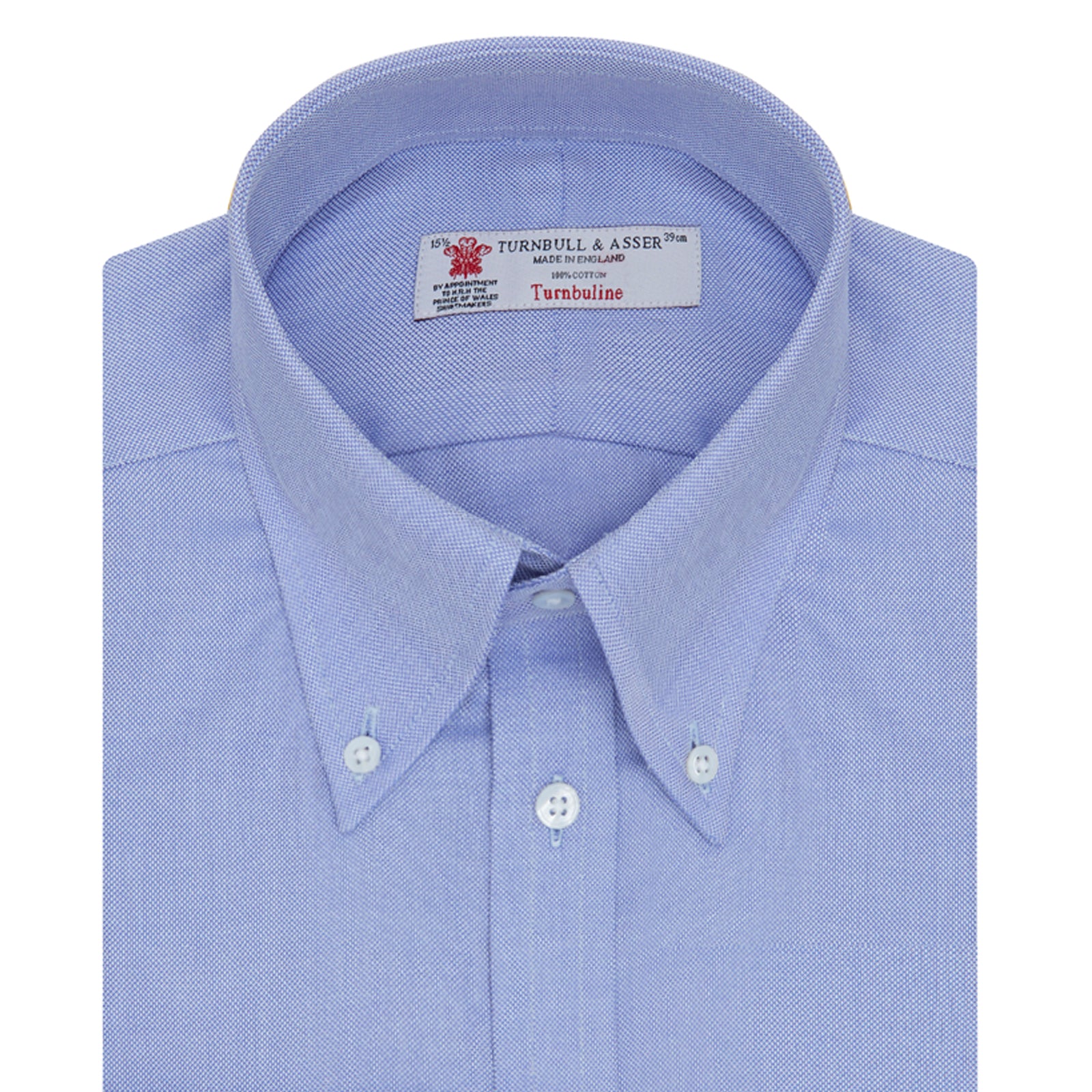 View 6 of product Blue Royal Oxford Cotton Shirt with Button-Down Collar and 3-Button Cuffs