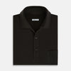 View 4 of product A brown short-sleeve polo shirt by Turnbull & Asser, crafted from pure cotton jersey with a collar, three buttons, and a buttoned chest pocket, laid flat on a white background.