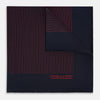View 1 of product Navy and Red Stripe Silk Pocket Square